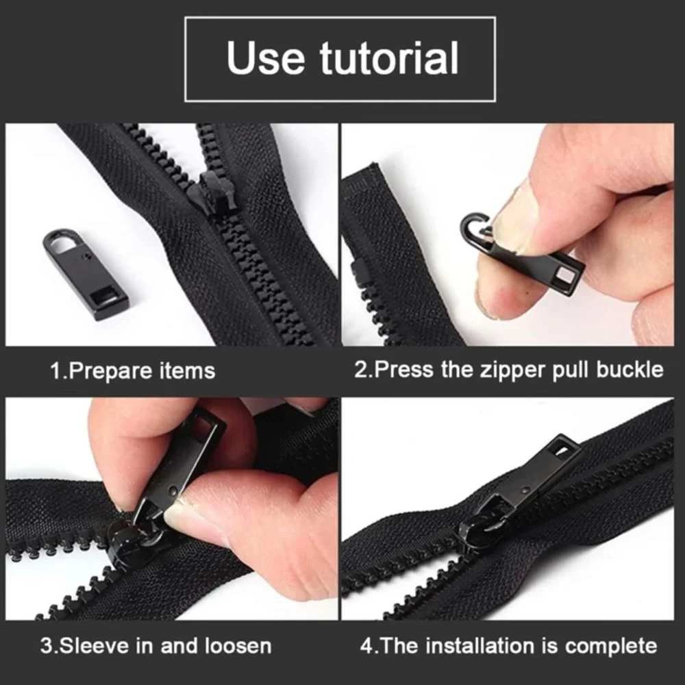 3Pcs Metal Black Zipper Pull - Picture 4 of 5